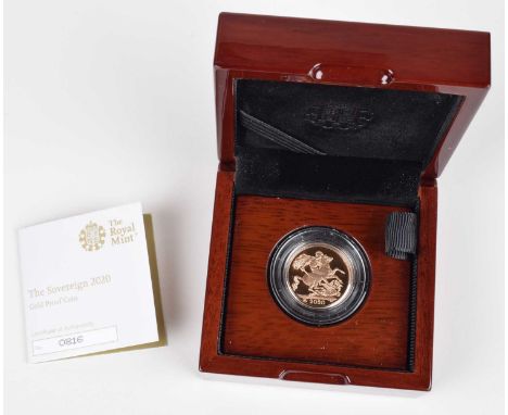 Elizabeth II, Gold Proof Sovereign, 2020, with George III Royal Cypher on reverse. Elizabeth II, Gold Proof Sovereign, 2020, 