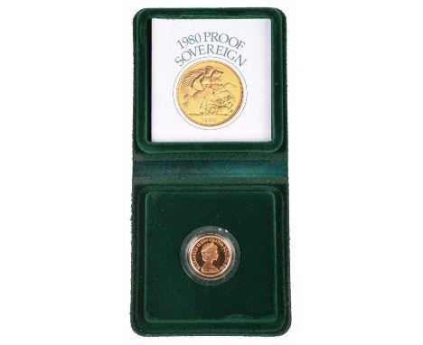 1980 Royal Mint, Proof Sovereign. 1980 Royal Mint, Proof Sovereign, with obverse portrait by Arnold Machin, R. St. George sla