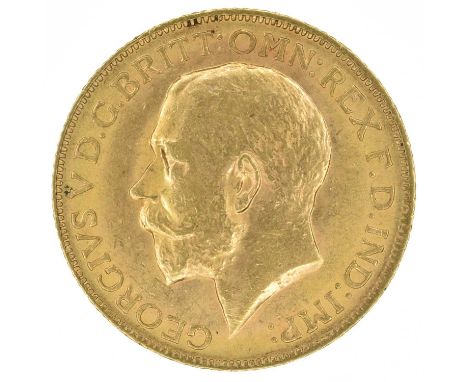 King George V, Sovereign, 1911. King George V, Sovereign, 1911, Bare head l. R. St. George and dragon, London Mint, edge mill