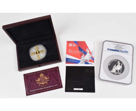 Queen Victoria Silver Proof 5oz Coin and the 2013 UK Britannia Five Ounce Silver Proof Coin (2). Queen Elizabeth II, Ten Poun