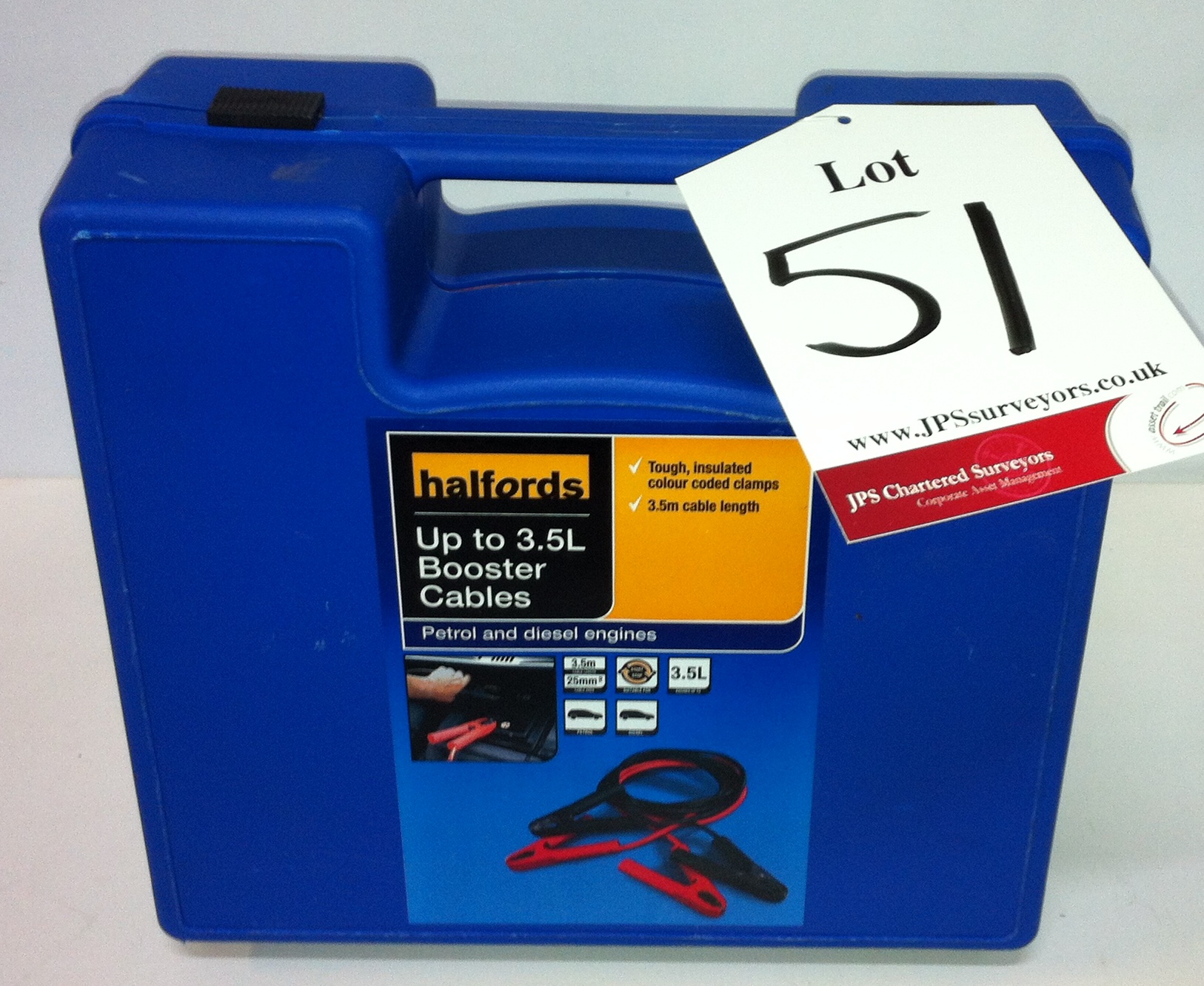 1 Set of Halfords 3.5m booster cablesThis lot is suitable for the