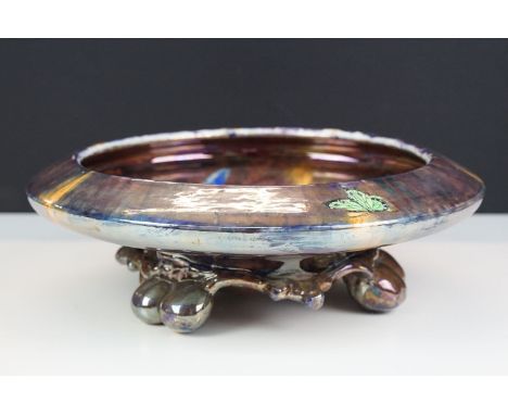 Royal Staffordshire, Wilkinson Ltd, Burslem butterflies footed bowl with iridescent glaze  Approx. 32cm diameter