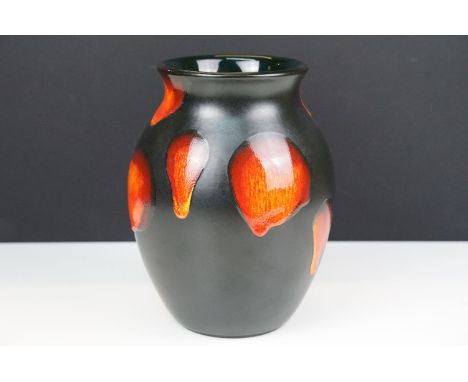 Poole pottery Galaxy vase, Black with lava glaze, impressed marks to base. H 19.5cm