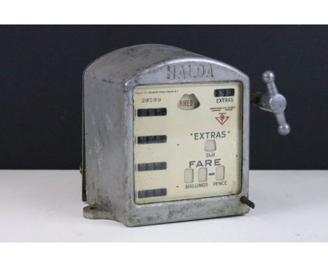 Vintage Halda Ltd taxi cab fare meter, H 23cm x W 23cm x D 20 cm