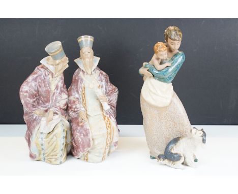Lladro Magistrates, model number 2052, 30cm high and Lladro Jealous Friend, model 2187, 32cm high (2)