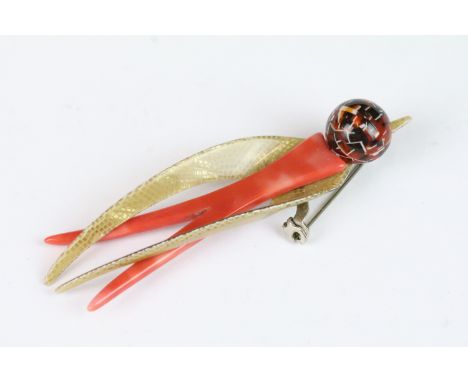 Original Lea Stein of Paris brooch in the form of a swallow bird, stamped to clasp, 8cm long