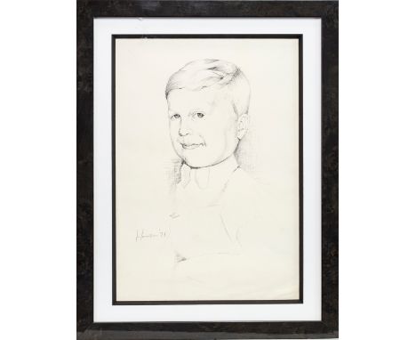 * PETER HOWSON OBE (SCOTTISH b 1958), CHILD A biro on paper, signed and dated '71 29cm x 20cm Mounted, framed and under glass