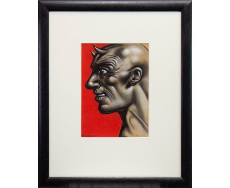 * PETER HOWSON OBE (SCOTTISH b 1958), DEMON pastel on paper, signed 28cm x 20cm Mounted, framed and under glass