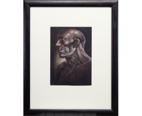 * PETER HOWSON OBE (SCOTTISH b 1958), HEAD A pastel on paper, signed 29cm x 20cm Mounted, framed and under glass