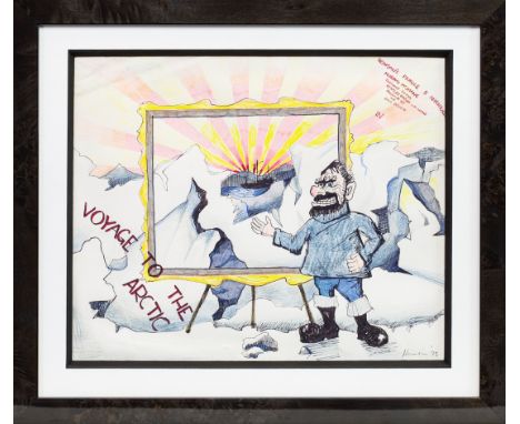 * PETER HOWSON OBE (SCOTTISH b 1958), VOYAGE TO THE ARCTIC mixed media, signed and dated '73 22cm x 26cm Mounted, framed and 