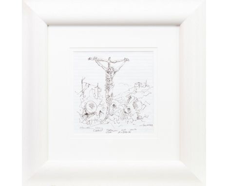* PETER HOWSON OBE (SCOTTISH b 1958), CHRIST THROWN INTO THE RUBBISH ink on paper, signed, titled and dated 2004 20cm x 19cm 