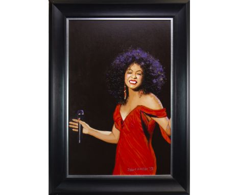 * ROBERT H MILLAR (SCOTTISH CONTEMPORARY), THE PORTRAIT OF DIANA ROSS oil on canvas, signed and dated '17 77cm x 50cm Framed