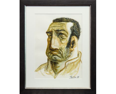 * PETER HOWSON OBE (SCOTTISH b 1958), GALLOWGATE GUEST pastel on paper, signed and dated '88 29.5cm x 21cm Mounted, framed an