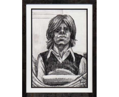 * PETER HOWSON OBE (SCOTTISH b 1958), STUDY OF A MAN charcoal on paper, signed 34cm x 24cm Mounted, framed and under glass