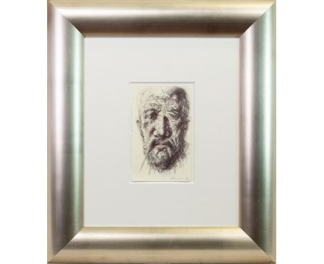 * PETER HOWSON OBE (SCOTTISH b 1958), UNTITLED mixed media on paper, signed and dated '06 20.5cm x 13cm Mounted, framed and u