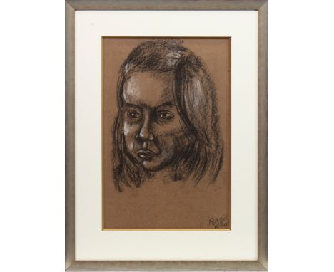 * PETER HOWSON OBE (SCOTTISH b 1958), STUDY OF A WOMAN pastel and charcoal on paper, signed 36cm x 24cm Mounted, framed and u