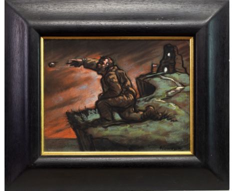 * PETER HOWSON OBE (SCOTTISH b 1958), MAN ON CLIFF pastel on paper, signed 29cm x 21cm Framed and under glass