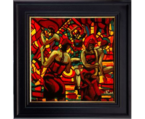* JAMIE O`DEA (SCOTTISH b 1962), DANCERS IN LIGHT oil on canvas, signed 50cm x 50cm Framed Note: a rare large and signed work