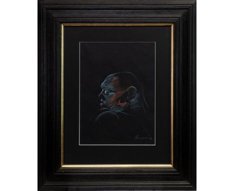 * PETER HOWSON OBE (SCOTTISH b 1958), THE SHADOW pastel and conte on paper, signed and dated '04 38cm x 28cm Mounted, framed 