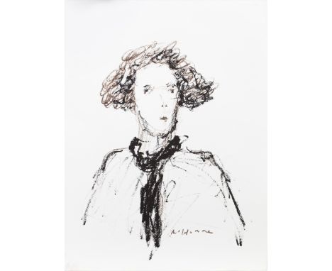 * NAEL HANNA (IRAQI/SCOTTISH b 1959), PORTRAIT II charcoal on paper, signed 60cm x 42cm Unframed