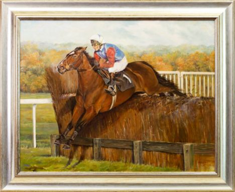 * SARAH ASPINALL (BRITISH b 1965), SOUND MAN AT ASCOT oil on canvas, signed and dated 1996 55cm x 70cm Framed. Note: Sarah As