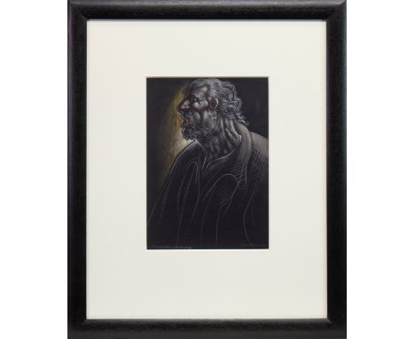 * PETER HOWSON OBE (SCOTTISH b 1958), COMMENDATORE A pastel on paper, signed, titled and dated 2001 28cm x 20cm Mounted, fram