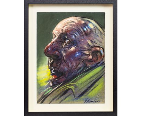 * PETER HOWSON OBE (SCOTTISH b 1958), OLD MAN pastel on paper, signed 29cm x 21cm Mounted, framed and under glass