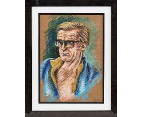 * PETER HOWSON OBE (SCOTTISH b 1958), UNTITLED PORTRAIT II pastel on paper, signed and dated '71 26cm x 18cm Mounted, framed 