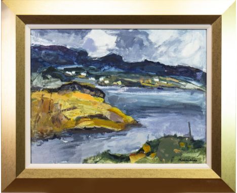 * SHEILA MACMILLAN DA PAI (SCOTTISH 1928 - 2018), FROM GESTO (GESTO BAY, ISLE OF SKYE) oil on board, signed; titled and dated