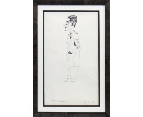 * PETER HOWSON OBE (SCOTTISH b 1958), MR COWIE, HISTORY TEACHER biro on paper, signed and dated '71 34cm x 20cm Mounted, fram