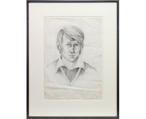 * PETER HOWSON OBE (SCOTTISH b 1958), SELF PORTRAIT II pencil on paper, signed and dated '72 41cm x 29cm Mounted, framed and 