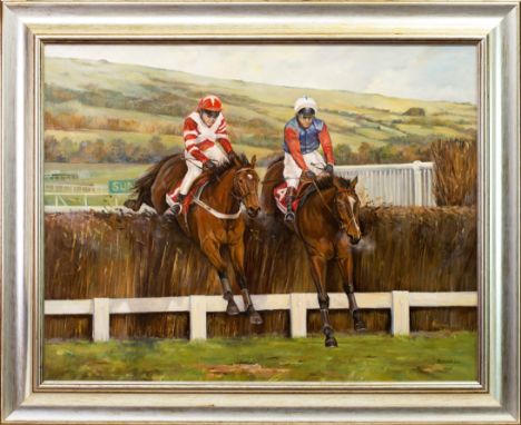 * SARAH ASPINALL (BRITISH b 1965), SOUND MAN AND VIKING FLAGSHIP, CHELTENHAM oil on canvas, signed and dated 1996 52cm x 70cm