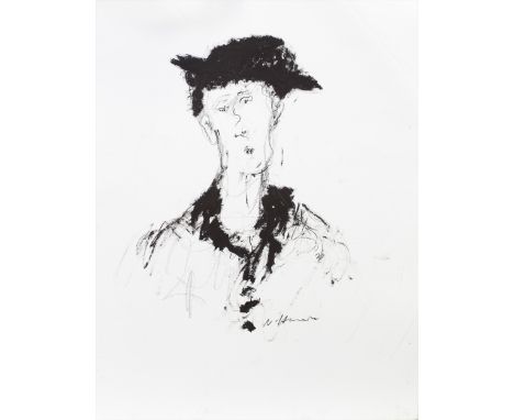 * NAEL HANNA (IRAQI/SCOTTISH b 1959), PORTRAIT I charcoal on paper, signed 60cm x 42cm Unframed