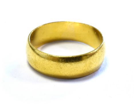 22CT GOLD PLAIN WEDDING BAND 5.8mm wide, ring size M, hallmarked 22 London.  Weight 5.0 grams
