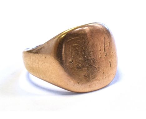 ANTIQUE 9CT ROSE GOLD SIGNET RING size K, hallmarked 375 Birmingham 1916.  Weight 3.6 grams