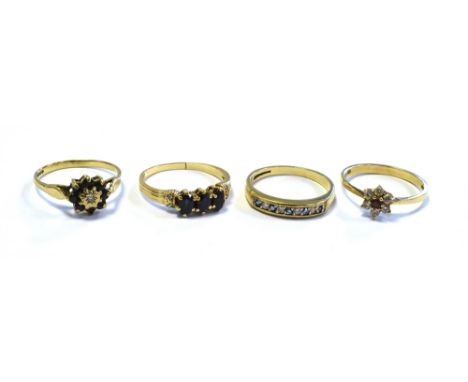 VARIOUS GEM &amp; DIAMOND SET RINGS all mounted in 9ct gold and variously set with sapphires, diamonds, with a ruby and CZ se