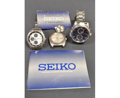 GENTS SEIKO CHORONOGRAPH &amp; AUTO WATCHES to include a 44.9mm Seiko Solar Chronograph, model V172-0AF0, another 39.1mm Seik