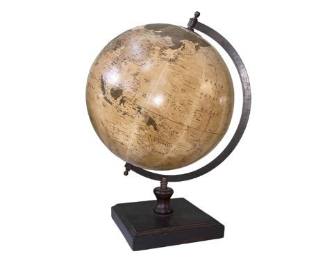 Terrestrial globe on stand, 46cm high.