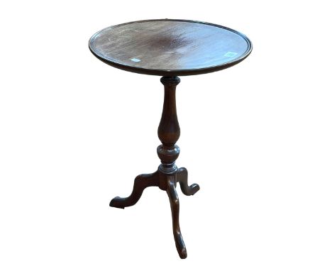 Mahogany tripod wine table, 58cm by 40cm diameter.