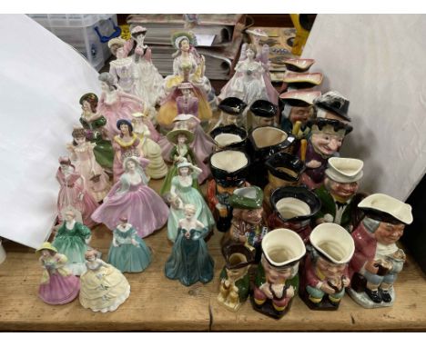 Collection of twenty Coalport lady figurines including Fairest Flowers, Judith Ann, together with a Royal Worcester 'The Last