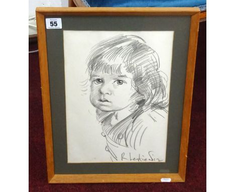 Robert Lenkiewicz (1941-2002) pencil portrait sketch, circa 1970, signed, framed and glazed, 32cm x 23cm.