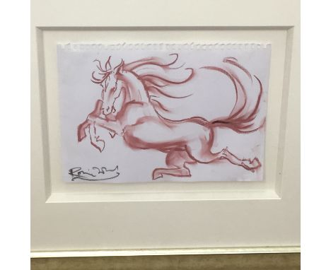 Ronnie Wood (b 1947) Rolling Stones Legend, original signed sketch 'Horse' medium oil pastel on paper, date 2013, 21cm x 29cm