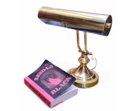 A modern polished brass banker's desk lamp; Hilary Mantel 'Beyond Black' (2)