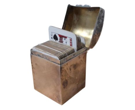 A Victorian silver miniature card holder, domed hinged cover, Grey &amp; Co, Birmingham 1901, 1.06toz, 33g;&nbsp; with playin