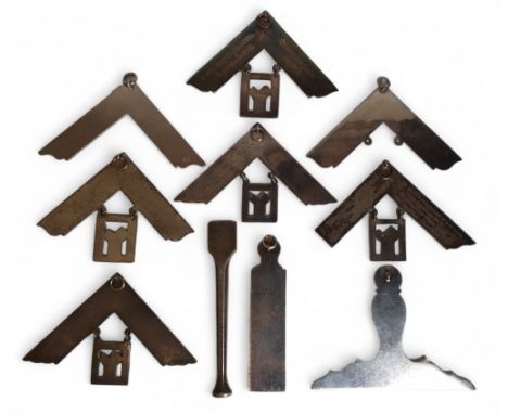 Masonic jewels including Craft Past Master; Past Master; Senior &amp; Junior Warden and chisel etc.