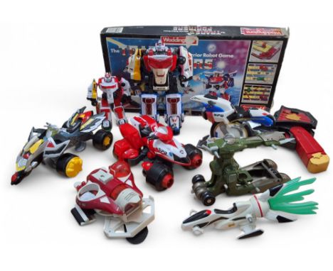 A Bandai Power Rangers SPD: Delta Squad Megazord; another smaller;&nbsp;Uniforce Cycle;&nbsp;Red Delta Morph ATV Vehicle; Mys