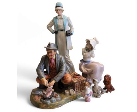 A Royal Doulton figure, Bon Appetit, HN2444;&nbsp; &nbsp;a Wedgwood figure, High Society, Lucinda;&nbsp; a Nao figure, of a g