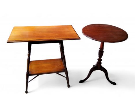 A 19th century mahogany occasional table, circular top, spirally turned columns, tripod legs, pad feet, 68cm high, 50cm diam,