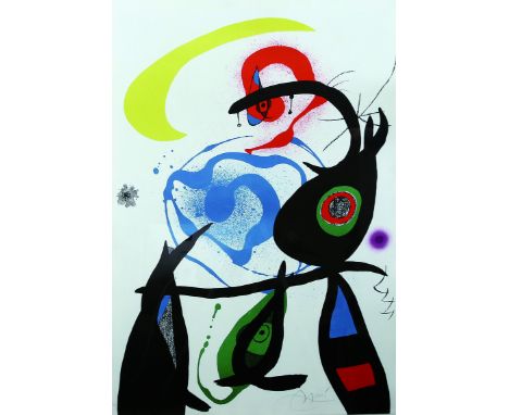 Joan Miro, Aus: Oda à Joan Miró Size: 87.6 x 62 cm Lithograph in colors, 1973, on Guarro paper, signed in pencil, numbered 33