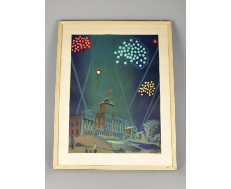 A Framed Russian Colour Linocut, Victory Salute, Signed in Pencil,  with Moscow City Organisation of the Art Fund of the RSFS